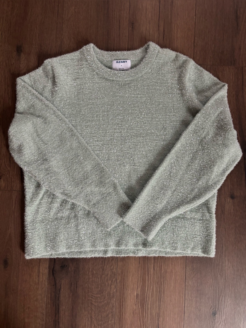 Old Navy Light Sage Green Fuzzy Knit Sweater